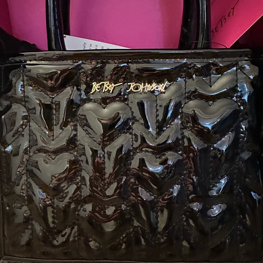 Betsey Johnson Black Mini Bag with Heart Design - Picture 8 of 9